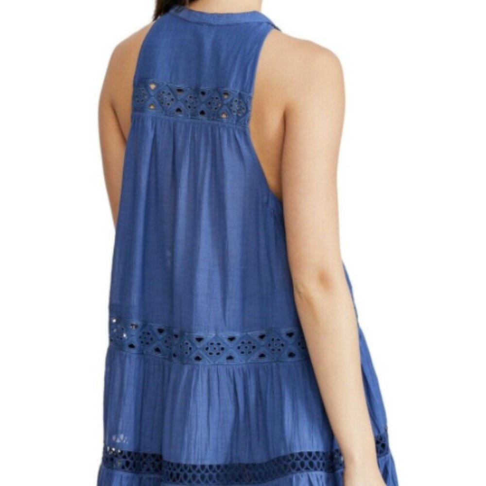 Free People Eyelet trim button front tunic